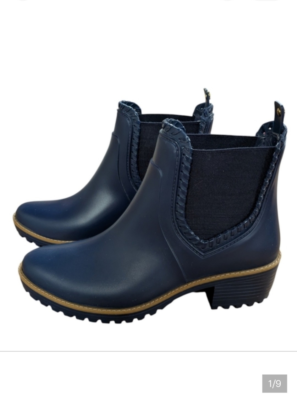 Jack Rogers Ellie Pull-On Chelsea Rain Boots Navy Blue Size 6